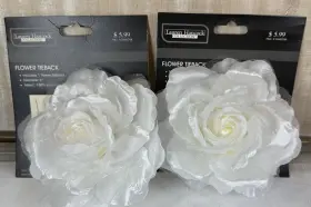 Lauren Hancock 403440708008 Vintage White 6 Inch Fabric Flower Curtain Tie-back Set Of 2 Rare