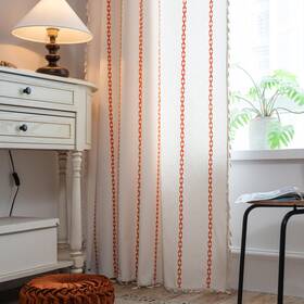 Lavyhuno 768795781367 Orange Boho Curtains For Bedroom Living Room 84 Inches Long Striped Embroide