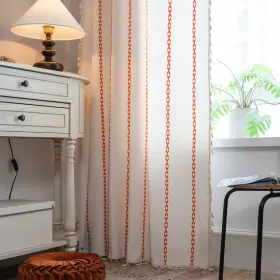 Lavyhuno 768795781367 Orange Boho Curtains For Bedroom Living Room 84 Inches Long Striped Embroide