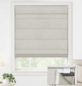 41043622 Lazblinds No Drill Roman Shades 29 Inch W X 64 H Blackout - Faux Linen Beige