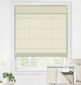 Lazblinds 41043709 No Drill Roman Shades For 29 Inch W X 64 H Light Filtering - Cream