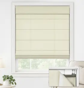41043709 Lazblinds No Drill Roman Shades For 29 Inch W X 64 H Light Filtering - Cream