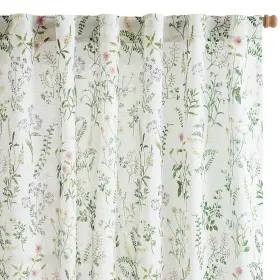 Lzdymrp-aln-5096c06 Lazzzy Green Floral Linen Farmhouse Curtains 96 Inches Long Back Tab Drapes F