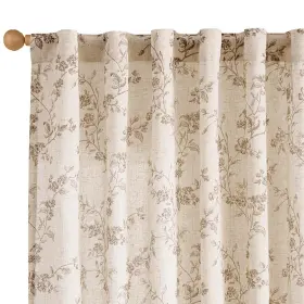 Lzdymrpalsa-5084c03 Lazzzy Taupe Floral Linen Curtains 84 Inch Farmhouse Curtain Back Tab Drapes