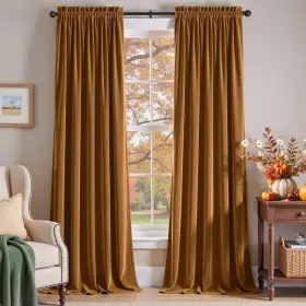 Lzrbrp2-52120c28 Lazzzy Velvet Curtains Brown Blackout Thermal Insulated Drapes For B