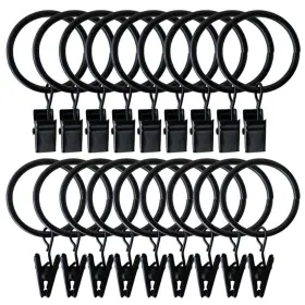 Lchkrep 670494544290 1.5 Inch Curtain Rings 20 Pcs Black Hooks Rustproof Metal R