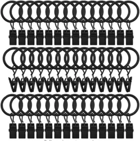 Lchkrep 696580699477 42 Pack Metal Curtain Rings With Clips Heavy Duty Hooks For Drapes 5/8