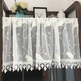 Lcxx 080072204833 White Window Sheer Short Curtain Panels Elegance Kitchen Cafe Valance L