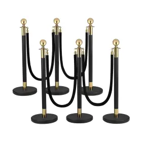 Lp-rope-02 Lepohome 6pack Stanchions And Velvet Ropes 5 Ft Black Rope Poles Set Blac