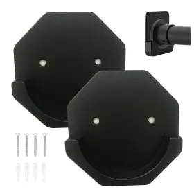 Letrushare 606727913366 Shower Curtain Mounts 2 Pack Adhesive Brackets Stick On Wall Mounted Tension