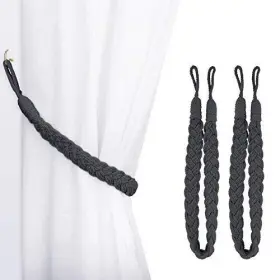 Lewondr 651074402209 Curtain Rope Buckle 2 Pieces Cotton Knitted Knot Braided Window Tieba