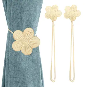 Lewondr 723314049571 Vintage Magnetic Curtain Tieback 1 Pair Resin Flower Drapery Holdbac