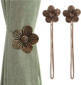 M-383782 Lewondr Magnetic Curtain Tie Resin Plum Blossom Decorative Holdback 2 Pieces