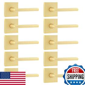 Leydebong B0bslq5c4n 10 Pack Dummy Door Handles In Satin Brass Non-turning Interior