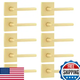 B0bslq5c4n Leydebong 10 Pack Dummy Door Handles In Satin Brass Non-turning Interior