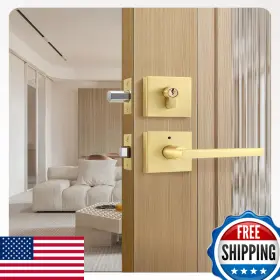 B0bslqrpg3 Leydebong 1 Pack Gold Door Handle Set Single Cylinder Deadbolt Entry