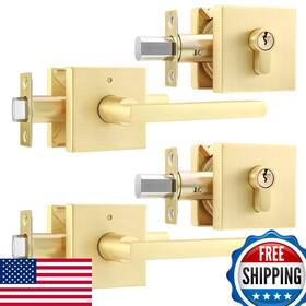 Leydebong B0bsls6trh 2 Pack Door Handleset Single Cylinder Deadbolt Entry Lever
