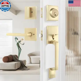B0f5pp8d29 Leydebong Gold Front Door Handle And Deadbolt Set Modern Lock