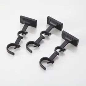 Ck-02 Lhymjry 3pcs Double Curtain Rod Brackets Hooks Matte Black Heavy Duty Cu
