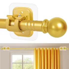 Cd0007-6gold Lightarea Curtain Rods No Drilling For Windows Set 32 To 64 Inch Renter Friendly Drapey