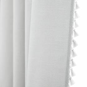 Limon Home 739757194143 White Linen Blackout Curtains With Tassels 84 Inch Long 100% Boho Cu