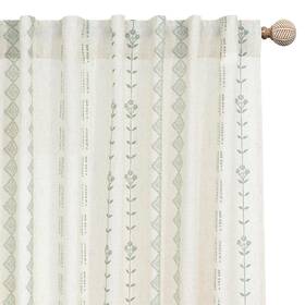 Lino Rosa Lrbt2-lxlscnasa63 63 Inch Length Curtains 2 Panels Set Sheer Linen Boho Sage Green Cream White