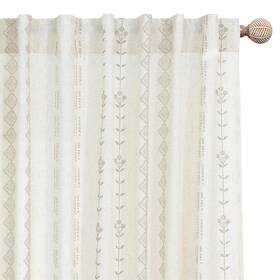 Lino Rosa Lrbt2-lxlsctaup108 108 Inch Extra Long Curtains Semi Sheer 9ft 9 Ft Boho Floral Pattern Pleated