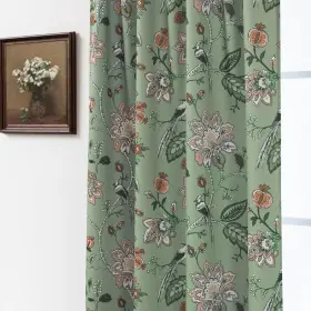 Lrfb2-bcsage84 Lino Rosa Sage Green Vintage Floral Printed Curtains For Living Room Farmhouse 70% Blac