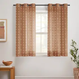 Lrg2-blcte3654 Lino Rosa 54 Inch Length Sheer Curtains Boho Floral Linen Semi Light Filtering