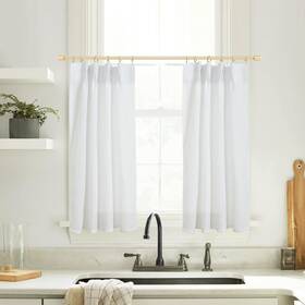 Lino Rosa Lrpp2-lscwi24 Short Curtains For Windows Semi Sheer White Linen Cotton Privacy Light Filter