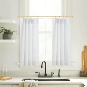 Lrpp2-lscwi24 Lino Rosa Short Curtains For Windows Semi Sheer White Linen Cotton Privacy Light Filter