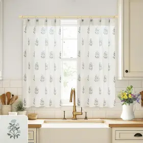 Lrpp2-zflscbluegr36 Lino Rosa Bathroom Curtains Window Short Curtain For Windows Modern Farmhouse Boho Flor