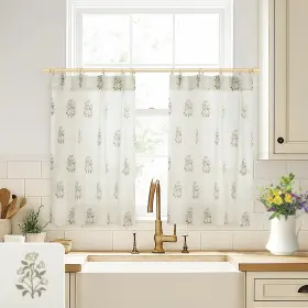 Lrpp2-zflscligbro36 Lino Rosa Farmhouse Kitchen Curtains 36 Inch Length Cafe Pinch Pleated Taupe B