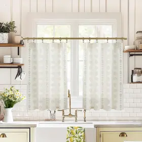 Lrr2-blsctan36 Lino Rosa Farmhouse Kitchen Window Curtains Sets Small Cafe Linen Short For Ba