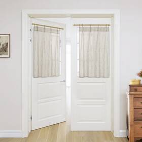Lino Rosa Lrssc2-pptaup2440 Linen Sheer Boho Striped Pattern Sidelight Front Door Curtain For Glass Windo