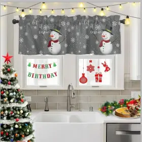 Litter Star 741146913466 Window Valance Rod Pocket Short Curtain Panels Winter Falling Snowflake And S