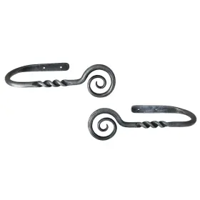 Liamz353 Living Ideas Hand Forged Scroll Curtain Holdbacks Set Of 2pcs Wrought Iron Farmhouse Twist