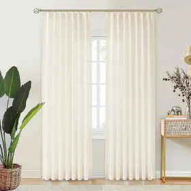 Beige-120x84 Liyaxun 2 Pleated Sheer Curtains For Track System Pinch 84 Inch Long