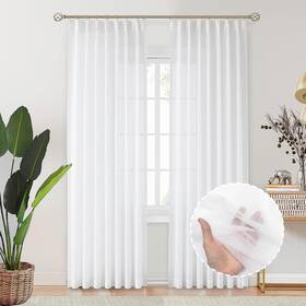Liyaxun White-120x84 2 Pleated Sheer Curtains For Track System Pinch 84 Inch Long