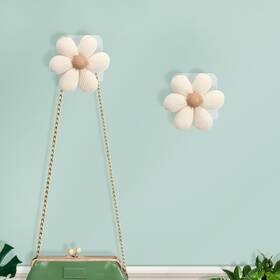 Liyazhil Hdgg-01 2 Pack Adhesive Wall Hooks Flower Wooden Towel Coat Sticky For Bathroom