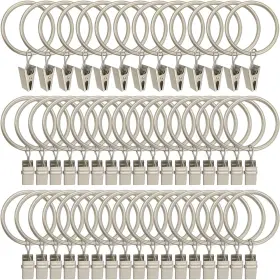 With-3 Llpjs 194467436233 60 Pack Metal Curtain Rings With Clips Clip Hooks For Ha