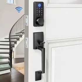 B0d79158wd Loctian Wifi Front Door Lock Set - Fingerprint Smart Locks Handle Keyless