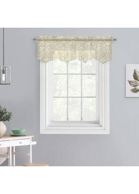 Loft Living 972147-430-55-15-008 Louis Embroidered Floral Lace Window Curtain Valance 55 Inch X 15