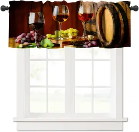 Lomadia 931858674858 Wine Kitchen Valances Curtain Vintage Wooden Board Glass Window Vala
