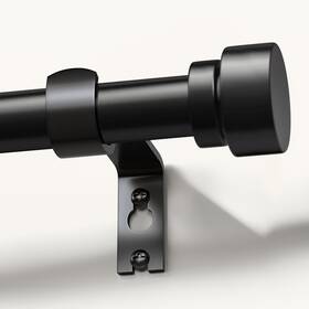Lootkell Wc017-16120-bk-1 Modern Black Curtain Rods For Windows 66 To 120 Inches Adjustable Length Heav