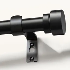 Wc017-16120-bk-1 Lootkell Modern Black Curtain Rods For Windows 66 To 120 Inches Adjustable Length Heav