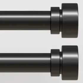 Wc017-1688-bk Lootkell Modern Black Curtain Rods Set 48-84 Inches Adjustable Heavy Duty 1 Inch Dia