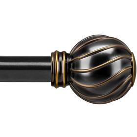 Lootkell Wc018-36120-bk-1 Black Curtain Rods For Windows 66 To 120 Inches Adjustable Length Heavy Duty