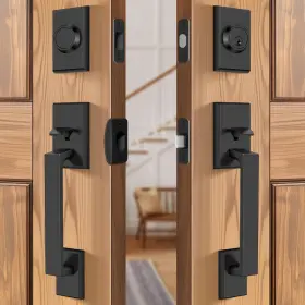 B0d53nsqfw Loqron Double Front Door Lock Set Keyed Entry Handleset Dummy Square
