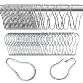 Lhslivercurtainhooks-c76 Losyhu 200 Pcs Metal Shower Curtain Hooks Reusable Stainless Hanging Rings Bu